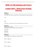 BIOD 171 Microbiology Lab 6 Exam Portage Learning Complete Questions and Answers | Latest 2023 / 2024