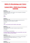 BIOD 171 Microbiology Lab 7 Exam Portage Learning Complete Questions and Answers | Latest 2023 / 2024