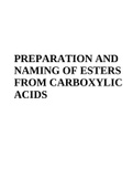PREPARATION AND NAMING OF ESTERS FROM CARBOXYLIC ACIDS