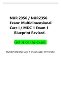 Rasmussen NUR 2356 / NUR2356 Exam: Multidimensional Care I / MDC 1 Exam 1  Blueprint Revised | Graded A- Latest 2023/2024