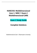 Rasmussen NUR 2356: Multidimensional Care I / MDC 1 Exam 2 Multidimensional CARE Exam 2 Study Guide- Complete 2023/2024 solutions