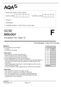 BIOLOGY Foundation Tier&Tab;Paper 1F