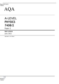 A-LEVEL PHYSICS 7408&sol;2 Paper 2 Mark scheme June 2022