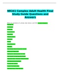 NR341 Complex Adult Health Final Study Guide Questions and Answers