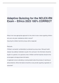 Adaptive Quizzing for the NCLEX-RN Exam – Ethics 2023 100% CORRECT 