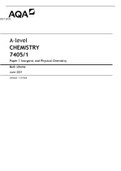 A-level CHEMISTRY 7405/1 Paper 1 Inorganic and Physical Chemistry Mark scheme June 2021 Version: 1.0 Final