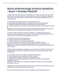 Nurse pharmacology practice questions - Exam 1 Already Passed&excl;&excl;
