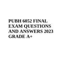 PUBH 6052 FINAL EXAM QUESTIONS AND ANSWERS 2023 GRADE A+