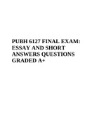 PUBH 6127 FINAL EXAM&colon; ESSAY AND SHORT ANSWERS QUESTIONS GRADED A&plus; 