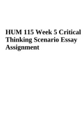 HUM 115 Week 5 Critical Thinking Scenario Essay Assignment