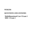 NUR2356 QUESTIONS AND ANSWERS Multidimensional Care I Exam 1 MDC 1 Exam 1