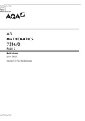 AS MATHEMATICS 7356&sol;2 Paper 2 Mark scheme