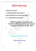 HESI Maternity Exam(20 Latest Version)Verified Questions and Answers Complete and Latest Guide  2023