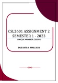 CSL2601 ASSIGNMENT 2 SEMESTER 1 - 2023 (209592)