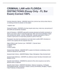 CRIMINAL LAW with FLORIDA DISTINCTIONS &lpar;Essay Only - FL Bar Exam&rpar; Correct 100&percnt;