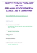 NUR2755 / NUR 2755 FINAL EXAM (LATEST 2021 / 2022): MULTIDIMENSIONAL CARE IV / MDC 4 - RASMUSSEN