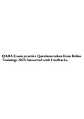 QABA Exam practice Questions taken from Relias Trainings 2023 Answered with Feedbacks.