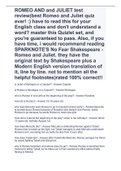 ROMEO AND and JULIET test review(best Romeo and Juliet quiz ever! :) have to read this for your English class and don't understand a word? master this Quizlet set, and you're guaranteed to pass. Also, if you have time, i would recommend reading SPAR