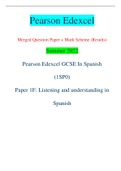 Pearson Edexcel Merged Question Paper + Mark Scheme (Results) Summer 2022 Pearson Edexcel GCSE In Spanish (1SP0) Paper 1F: Listening and understanding in Spanish