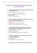 CNA final Exam Questions Reviewed and Correct Answers Provided