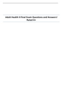 Adult Health II Final Exam Questions and Answers! Rated A+