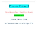 Pearson Edexcel Merged Question Paper + Mark Scheme (Results) Summer 2022 Pearson Edexcel GCSE In Combined Science (1SC0) Paper 2CH