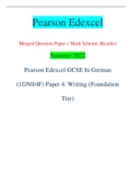 Pearson Edexcel Merged Question Paper + Mark Scheme (Results) Summer 2022 Pearson Edexcel GCSE In German (1GN0/4F) Paper 4: Writing (Foundation Tier)