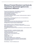 Missouri Funeral Directors Law Exam;As required for all preneed agents to be registered in Missouri
