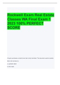 Rockwell Exam Real Estate Classes WA Final Exam 1 2023 100% PERFECT SCORE 