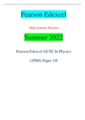 Pearson Edexcel Mark Scheme &lpar;Results&rpar; Summer 2022 Pearson Edexcel GCSE In Physics &lpar;1PH0&rpar; Paper 1H