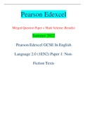 Pearson Edexcel Merged Question Paper + Mark Scheme (Results) Summer 2022 Pearson Edexcel GCSE In English Language 2.0 (1EN2) Paper 1: NonFiction Texts
