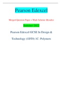Pearson Edexcel Merged Question Paper + Mark Scheme (Results) Summer 2022 Pearson Edexcel GCSE In Design & Technology (1DT0) 1C: Polymers