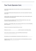Tow Truck Operator Cert&period;  exam 2023 with 100&percnt; correct answers