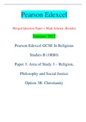 Pearson Edexcel Merged Question Paper + Mark Scheme (Results) Summer 2022 Pearson Edexcel GCSE In Religious Studies B (1RB0) Paper 3: Area of Study 3 – Religion, Philosophy and Social Justice Option 3B: Christianity