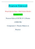 Pearson Edexcel Merged Question Paper + Mark Scheme (Results) Summer 2022 Pearson Edexcel GCSE (9-1) Drama (1DR0/3B) Component 3: Theatre Makers in Practice