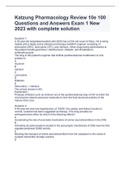 Katzung Pharmacology Review 10e 100 Questions and Answers Exam 1 New 2023 with complete solution