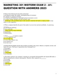 MARKETING 301 MIDTERM EXAM 2 &ndash; A1&colon; QUESTION WITH ANSWERS 2023 