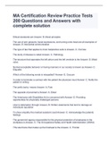 MA Certification Review Practice Tests 200 Questions and Answers with complete solution
