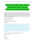 APEA 3P EXAM Prep Neuro Questions with Correct Answers and Explanations