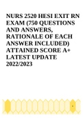 NURS 2520 HESI EXIT RN EXAM &lpar;750 QUESTIONS AND ANSWERS&comma; RATIONALE OF EACH ANSWER INCLUDED&rpar; ATTAINED SCORE A&plus; LATEST UPDATE 2022&sol;2023