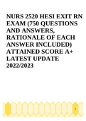 NURS 2520 HESI EXIT RN EXAM (750 QUESTIONS AND ANSWERS, RATIONALE OF EACH ANSWER INCLUDED) ATTAINED SCORE A+ LATEST UPDATE 2022/2023
