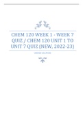 CHEM 120 WEEK 1 - WEEK 7 QUIZ / CHEM 120 UNIT 1 TO UNIT 7 QUIZ (NEW, 2022-23)