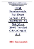 HESI Fundamentals Exit Exam Version 1 &lpar;V1&rpar; &lpar;2022-2023&rpar; &lpar;All 300 Q&A&rpar; &lpar;100&percnt; Verified Q&A&rpar; Graded A&plus;&plus;