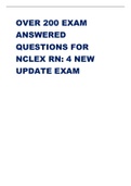 OVER 200 EXAM  2023 ANSWERED  QUESTIONS FOR  NCLEX RN: 4 NEW  UPDATE EXAM