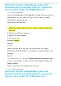 CRITICAL I SOS-110 Critical Thinking Pre-Test Questions and Answers Best Rated A&plus; Guaranteed Success Latest Update 2022&sol;2023 Rated A&plus; 
