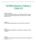 LETRS Glossary Volume 1 Units 1-4