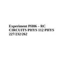 Experiment PH06 – RC CIRCUITS PHYS 112 PHYS 227/232/262