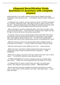 Lifeguard Recertification Study Questions&sol;72 Questions with complete answers