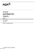 A-level MATHEMATICS 7357&sol;2 Paper 2 Mark scheme June 2022