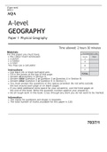 A-level GEOGRAPHY Paper 1	Physical Geography JUNE 2022